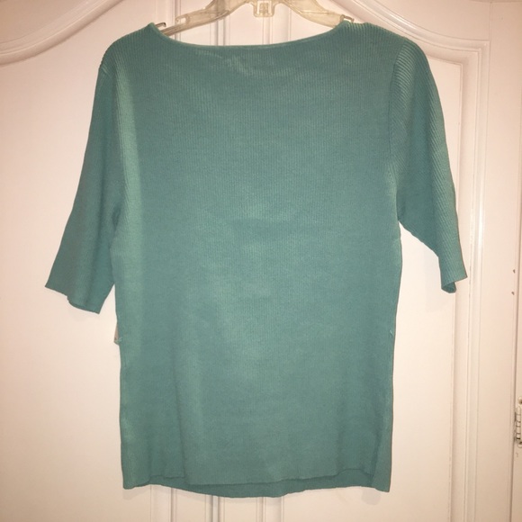 Jones New York Teal Ribbed Knit Top - Picture 2 of 7